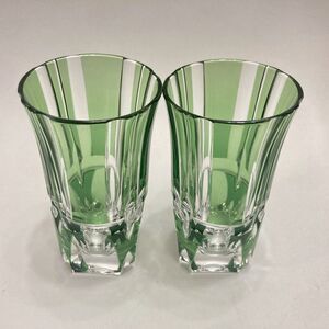 Set Of 2 Kagami Crystal Beer Tasting Glasses Edo Kiriko Bamboo Stem Series
